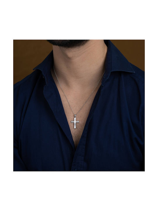 Skaras Jewels Men's White Gold Cross 14K