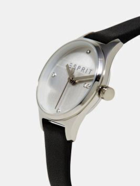 Esprit Γυναικείο Ρολόι 28mm Μπαταρίας με Μαύρο Δερμάτινο Λουράκι
