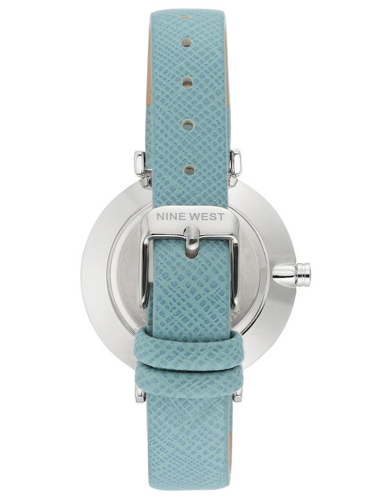Nine West Γυναικείο Ρολόι 37mm Μπαταρίας με Μπλε Δερμάτινο Λουράκι