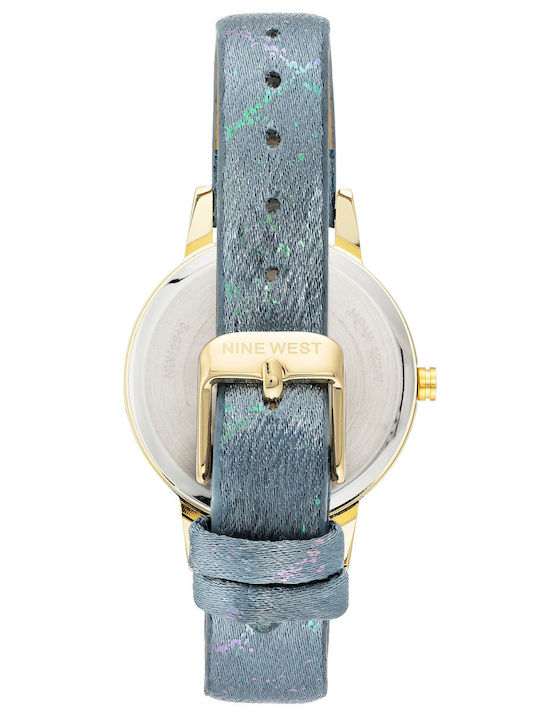 Nine West Γυναικείο Ρολόι 34mm Μπαταρίας με Μπλε Δερμάτινο Λουράκι