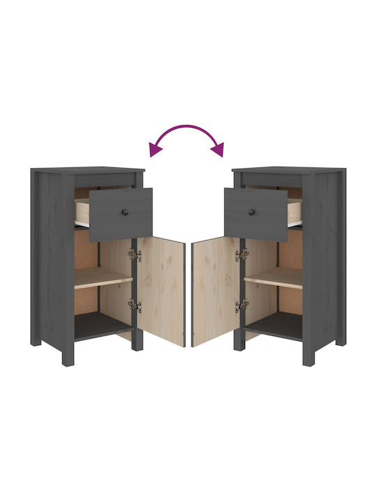 Living Room Display Cabinet Made of Solid Wood Grey 40x35x80cm