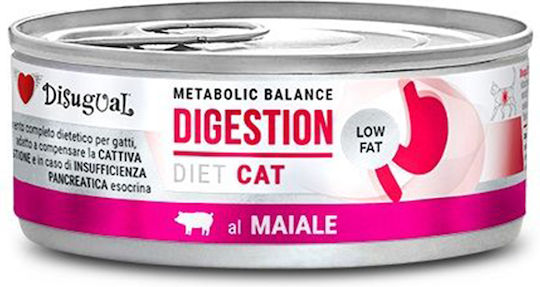Disugual Metabolic Balance Digestion Wet Cat Food for Adult Cats in Cans with Pork Diet 85gr