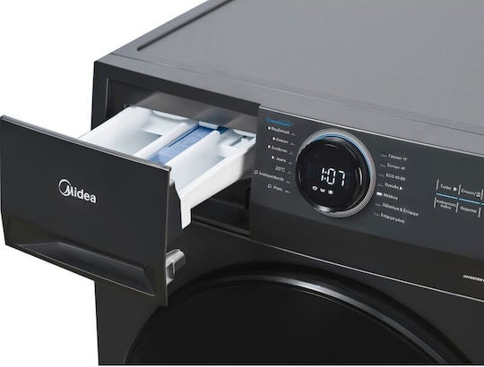 Midea Waschmaschine 9kg mit Dampftechnologie 1400 Umdrehungen BLDC Inverter Quattro Inox MF200W90WB/T-GR
