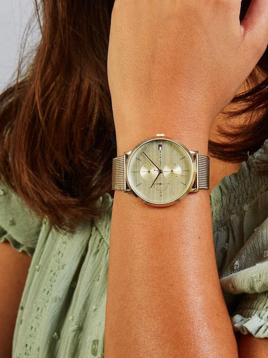 Tommy Hilfiger Jenna Women's Watch Chronograph with Gold Metal Bracelet