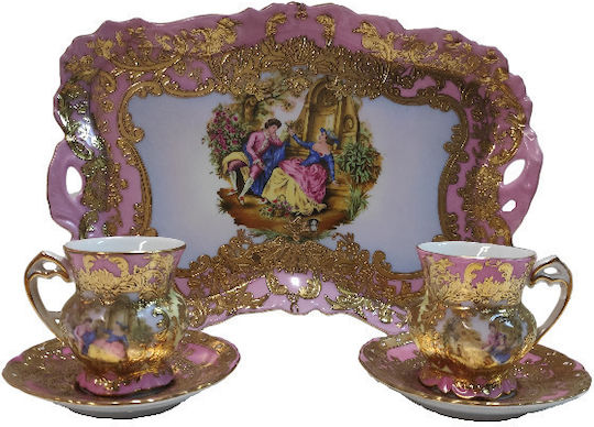 Limoge Tea Set with Cup Porcelain Pink 6pcs