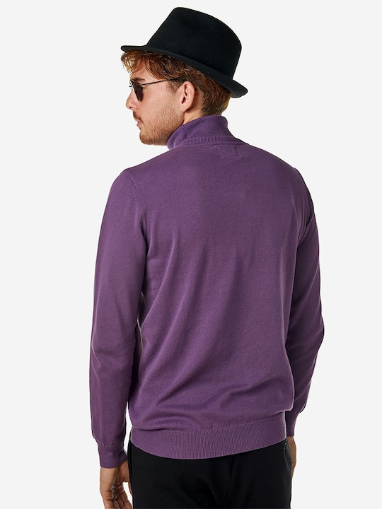 Brokers Jeans Men's Long Sleeve Blouse Turtleneck Purple