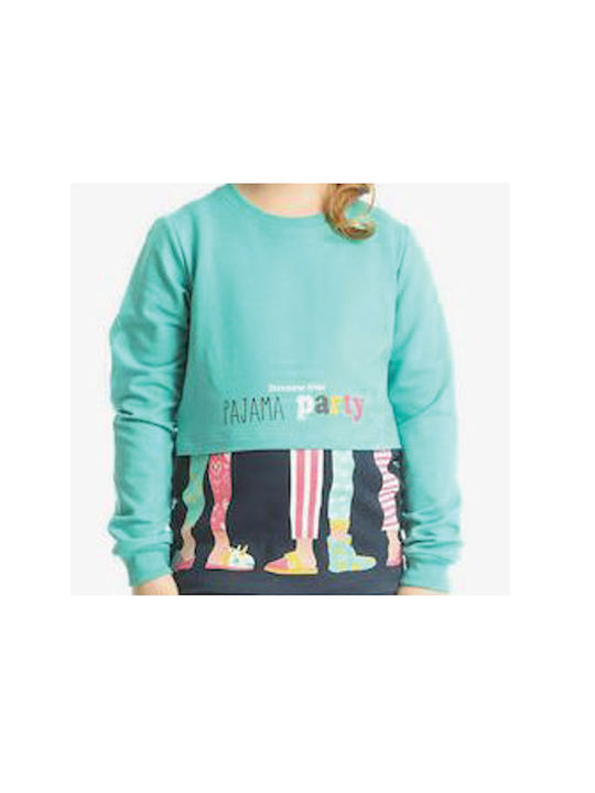 Dreams by Joyce Set Top & Bottom Kids Winter Cotton Pyjamas Turquoise