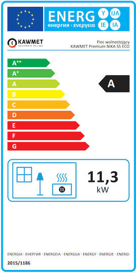 Kawmet Premium Nika S5 Eco Fontă Soba pe lemne 11.3kW Negru