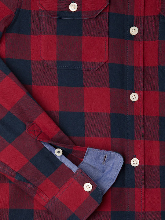 Kids Checked Shirt Long Sleeve Red Kenny