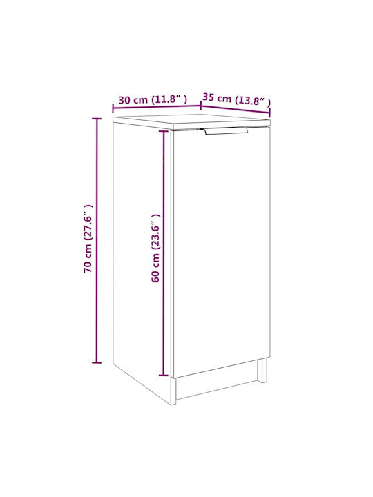 Wooden Shoe Organizer with 4 Shelves Grey 30x35x70cm