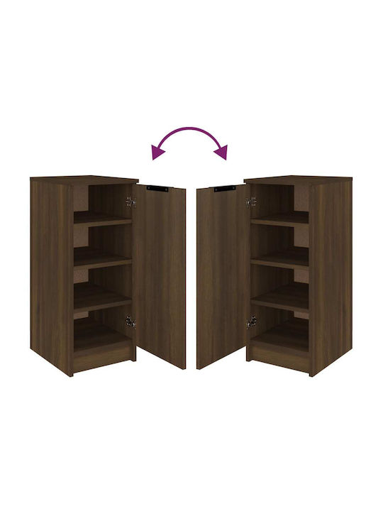 Wooden Shoe Organizer with 4 Shelves Coffee 30x35x70cm