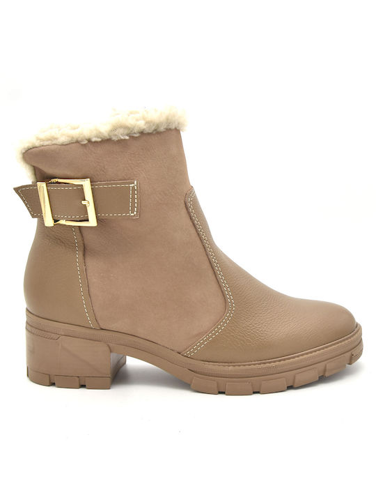 Pegada Leder Damen Knöchelstiefel mit Pelz Burnished Rustic/Beige