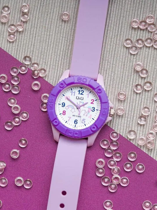 Q&Q Kids Analog Watch with Rubber/Plastic Strap Purple