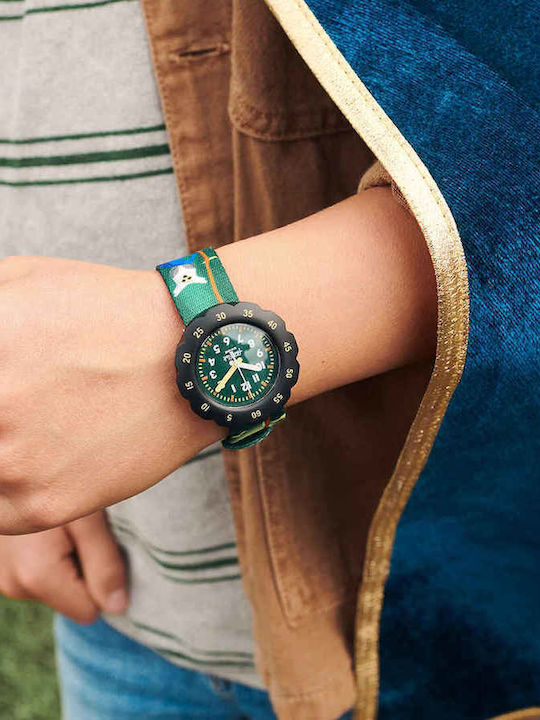 FlikFlak Kids Analog Watch with Fabric Strap Green