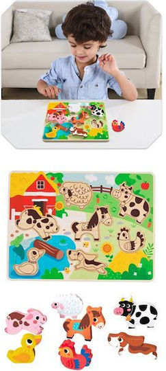 Wooden Kids Puzzle Pegged Farm for 1+ Years 7pcs Tooky Toys
