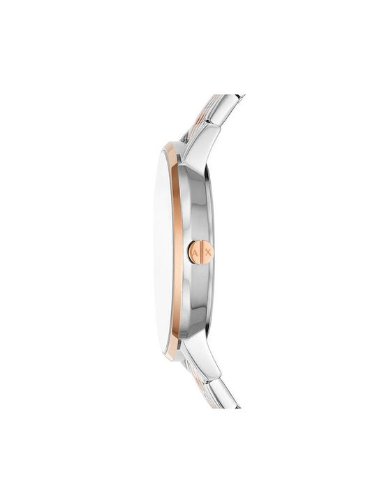 Armani Exchange Lady Ceas Cronograf cu Brățară Metalică Silver / Rose Gold