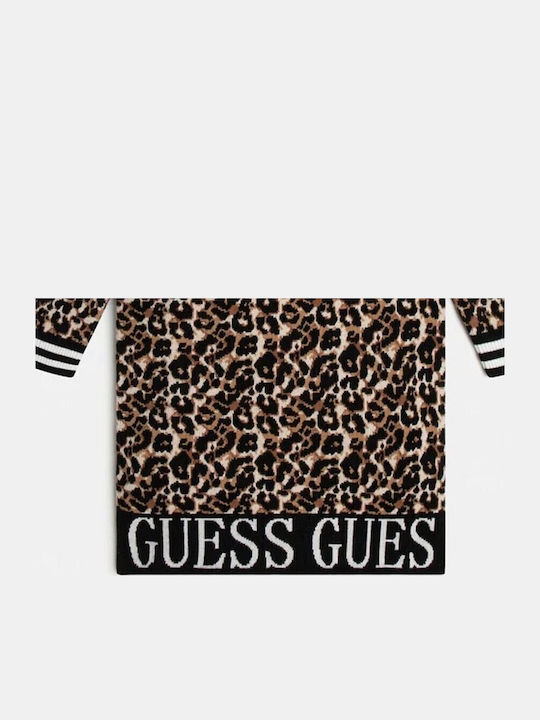 Rochie pentru Copii Mânecă lungă Tricotat Animal Print Maro