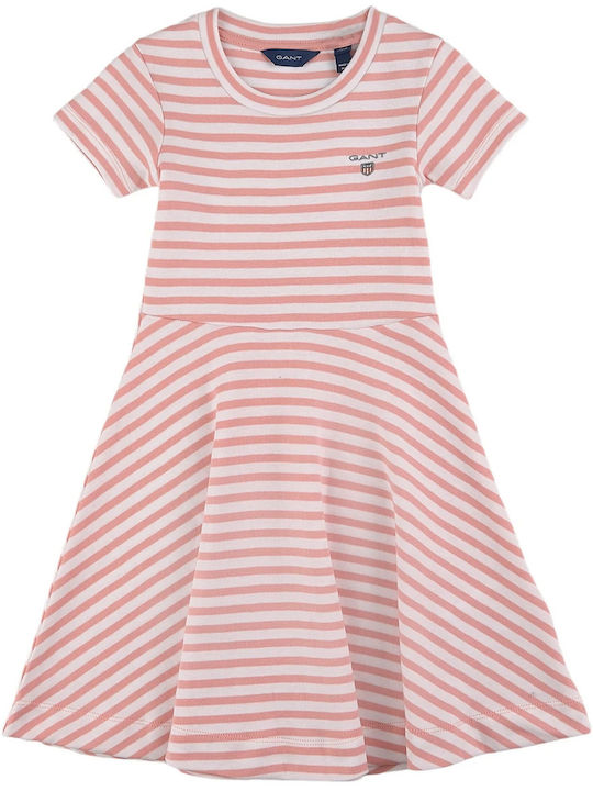 Gant Kids Dress Striped Short Sleeve Pink