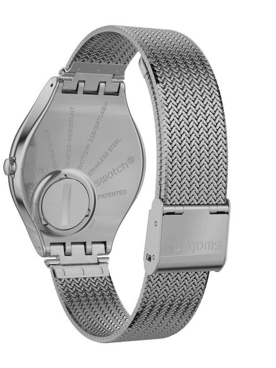 Swatch Skinsand Γυναικείο Ρολόι 38mm Μπαταρίας με Ασημί Μεταλλικό Μπρασελέ
