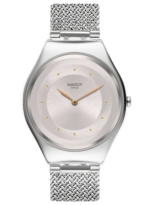Swatch Skinsand Γυναικείο Ρολόι 38mm Μπαταρίας με Ασημί Μεταλλικό Μπρασελέ
