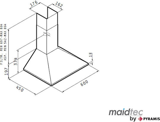 Maidtec Απορροφητήρας Καμινάδα 60cm Inox