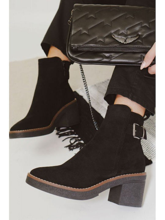 WOMEN'S SUEDE BOOTS WITH TOQUE A6069 BLACK