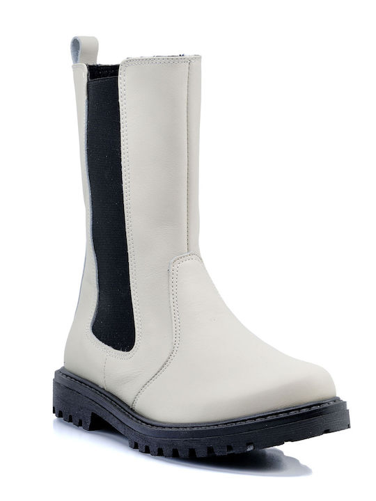 RICCO MONDO BOOTS FOR GIRLS-CASUAL-EXTRA LIGHT/SOFT-EASTERN-OFF WHITE LEATHER LEATHER OFF WHITE