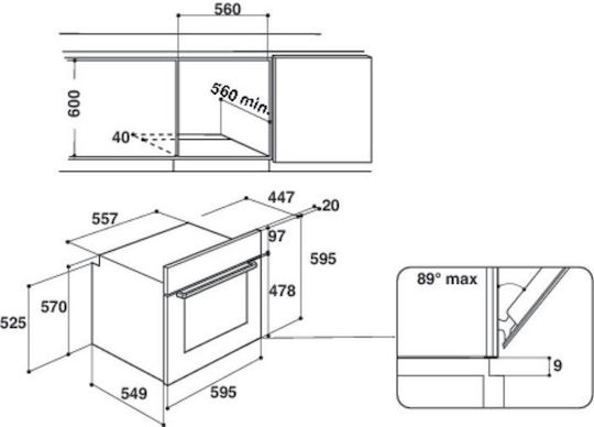 Hotpoint-Ariston Φούρνος άνω Πάγκου 71lt Π59.5εκ. Inox
