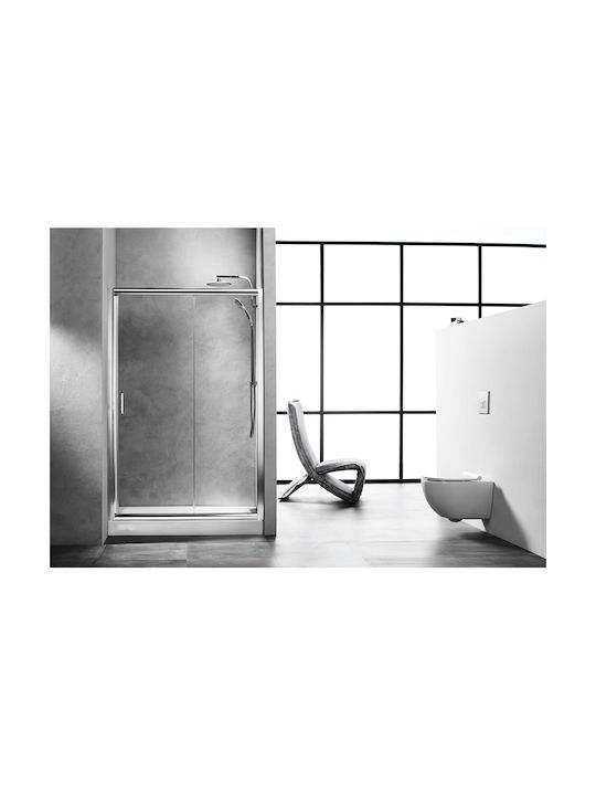 Tema New 2-Panel Sliding Entry Door Διαχωριστικό Ντουζιέρας με Συρόμενη Πόρτα 110x180cm Fabric
