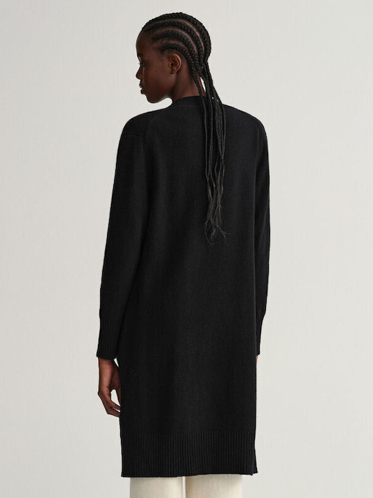 Gant Ebony Μακριά Γυναικεία Ζακέτα σε Μαύρο Χρώμα