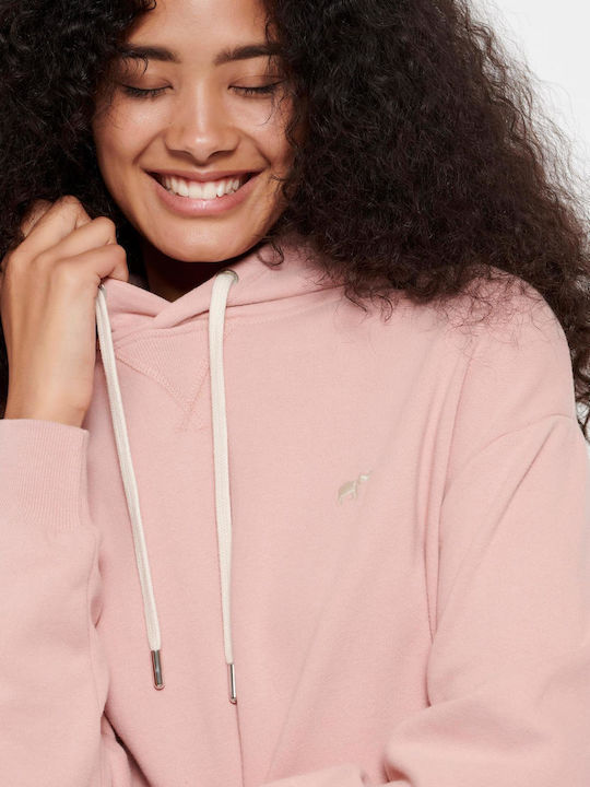 Long Women's Sweatshirt Hooded Light Pink