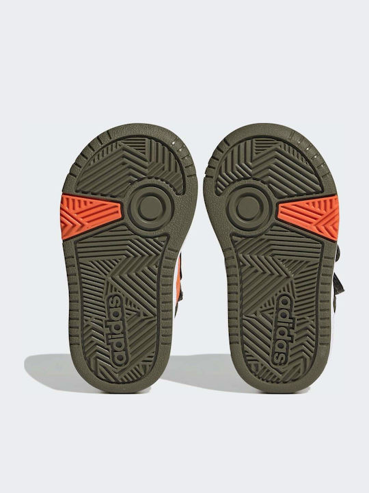 Hoops Mid Lifestyle Kids Sports Shoes Basketball with Hoop & Loop Closure Shadow Olive / Impact Orange / Focus Olive