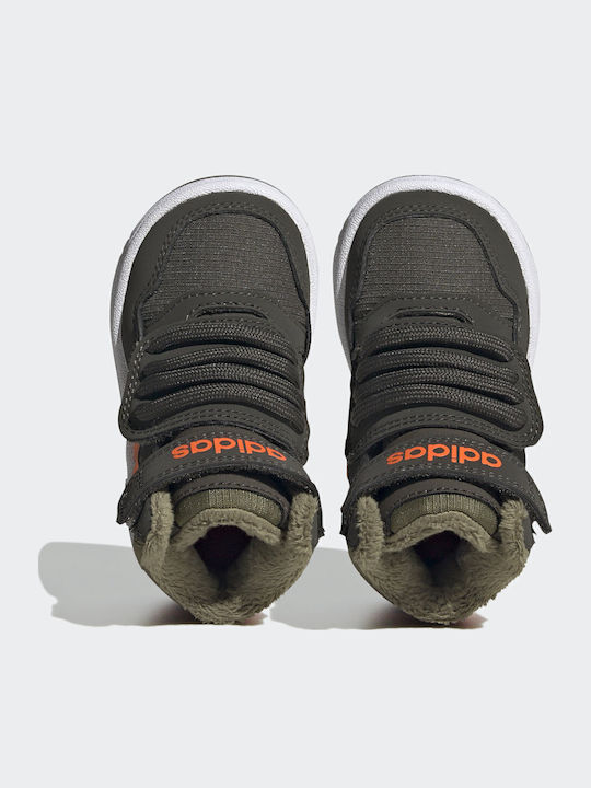 Hoops Mid Lifestyle Kids Sports Shoes Basketball with Hoop & Loop Closure Shadow Olive / Impact Orange / Focus Olive