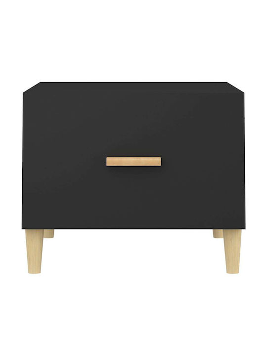 Square Side Table Wooden with Drawers Black M50xL50xH40cm