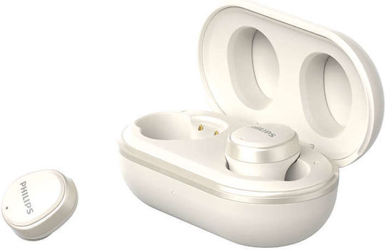 Philips TAT4556 In-ear Bluetooth Handsfree Ακουστικά με Αντοχή στον Ιδρώτα και Θήκη Φόρτισης Λευκά