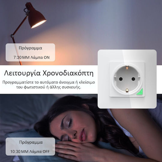MOES Μονή Χωνευτή Πρίζα Ρεύματος Wi-Fi Λευκή