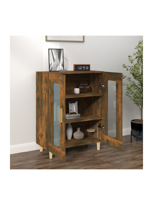 vidaXL Wohnzimmer Vitrine aus Spanplatte mit Verglasung Braune 69.5x34x90cm
