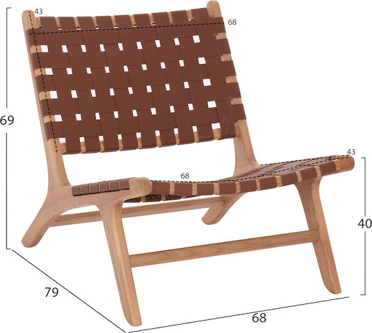 Felipe Armchair from Leatherette Brown 68x79x69cm