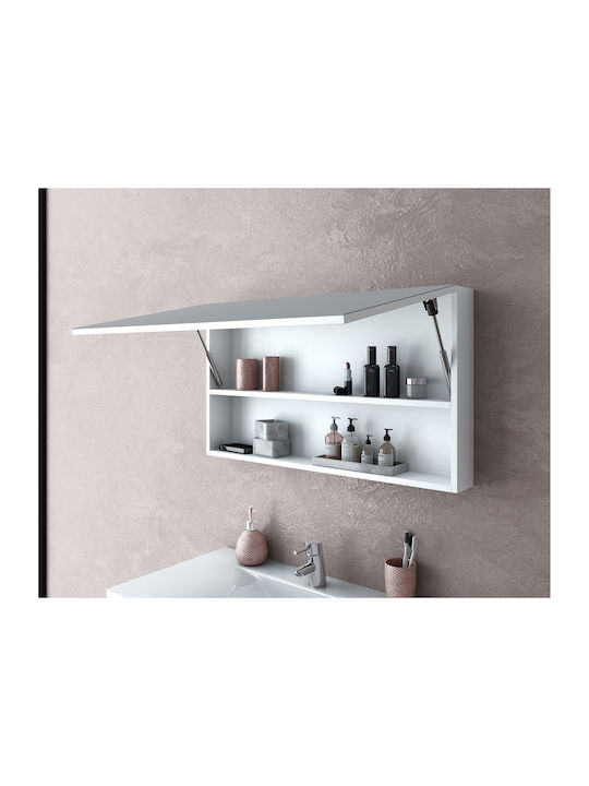 Drop Rectangular Bathroom Mirror made of Particle Board 88x50cm White