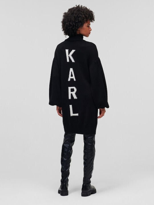 Karl Lagerfeld Mini Kleid Gestrickt Schwarz