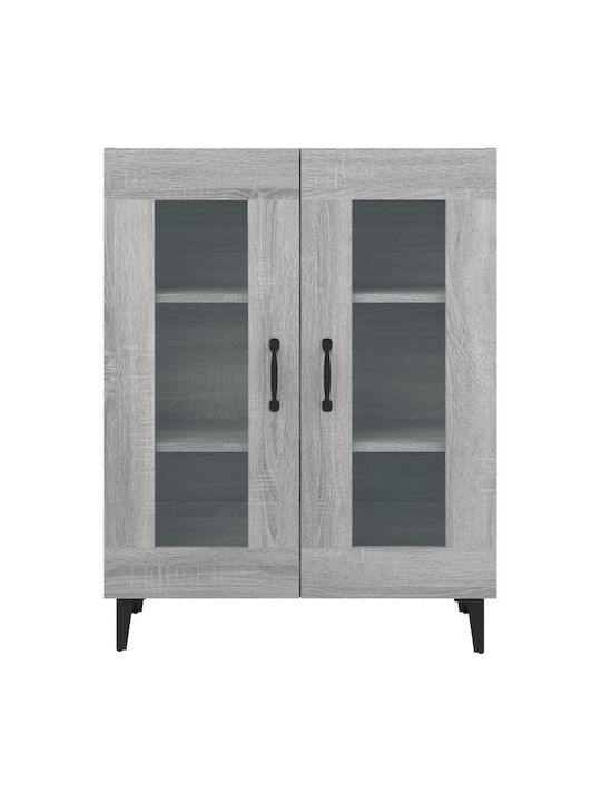 Living Room Display Cabinet from Particle Board with Windowed Grey 69.5x34x90cm