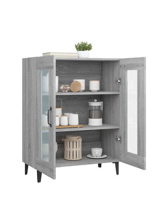 Living Room Display Cabinet from Particle Board with Windowed Grey 69.5x34x90cm