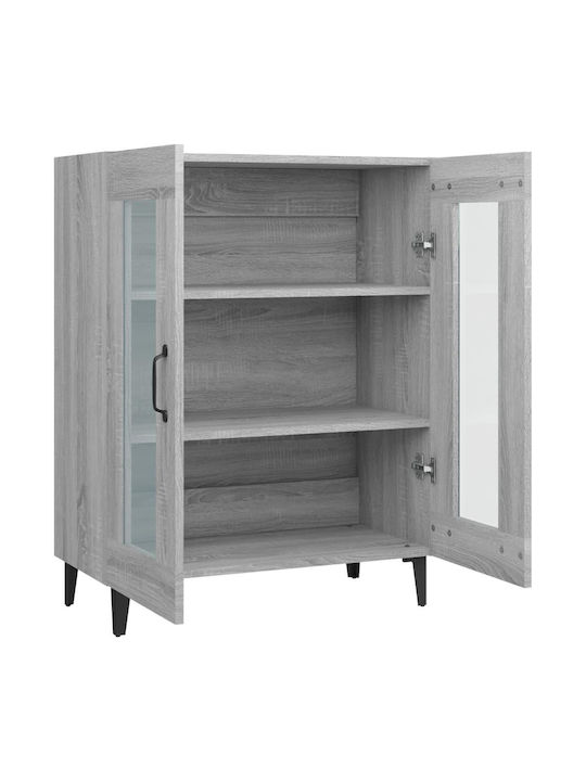 Living Room Display Cabinet from Particle Board with Windowed Grey 69.5x34x90cm