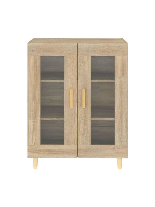 Wall Living Room Display Cabinet made of Particleboard with Glass Beige 69.5x34x90cm