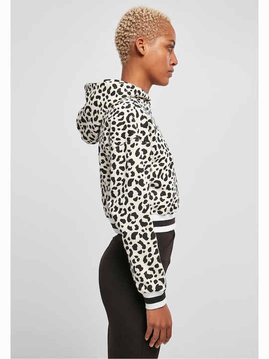 Cropped Women's Sweatshirt Hooded White Sand Leo