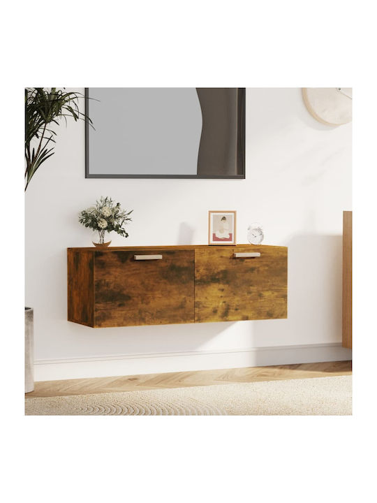Wall-Mounted Living Room Cabinet made of Particle Board in Smoky Oak Colour 100x36.5x35cm