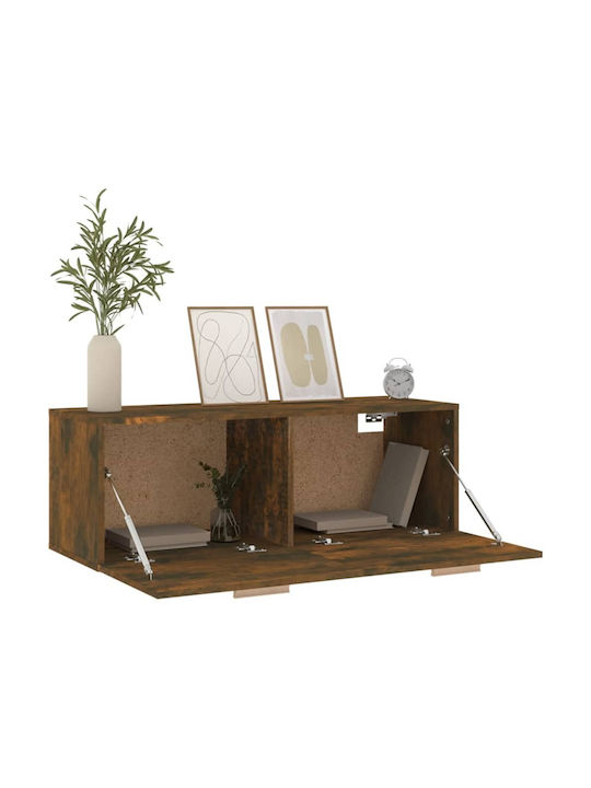 Wall-Mounted Living Room Cabinet made of Particle Board in Smoky Oak Colour 100x36.5x35cm