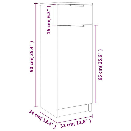 vidaXL Bathroom Cabinet L32xW34xH90cm Oak