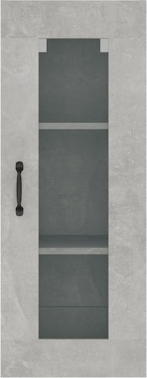Wall Living Room Display Cabinet made of Wood & Metal with Glass Gray 69.5x32.5x90cm