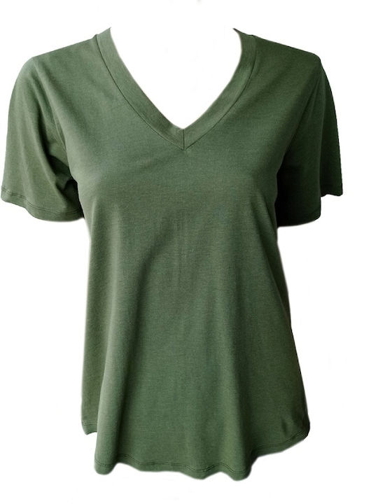 bs Damen-T-Shirt Tencel / Baumwolle Khaki Premium Qualität